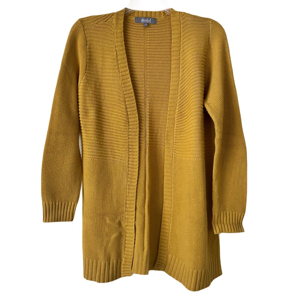 Marled Cardigan, Sz. S, Gold Color, Open Front, Side Slits For Easy Movement